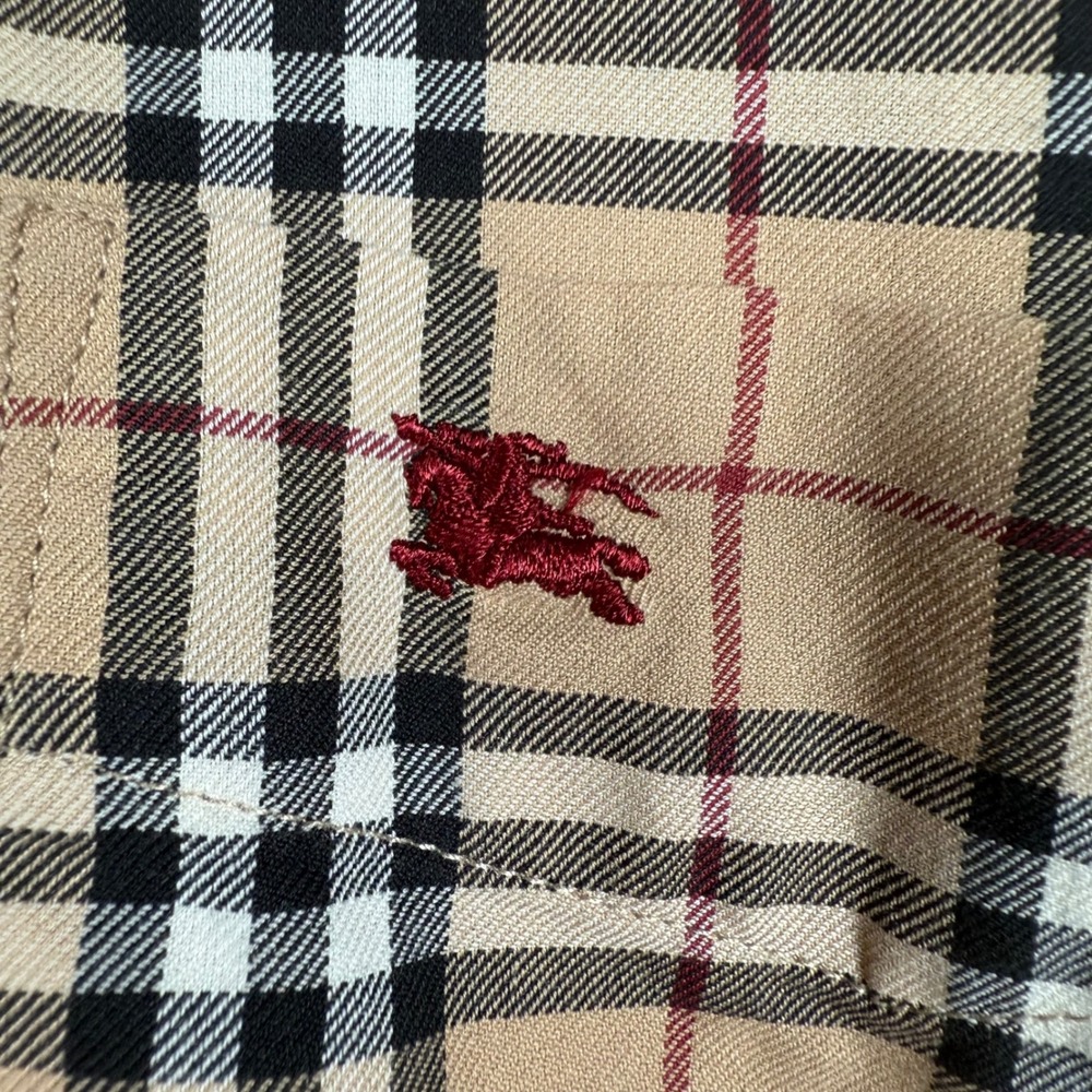 Burberry Button Down Shirt Mens Medium Beige Nova Check Short Sleeve READ - Picture 8 of 8